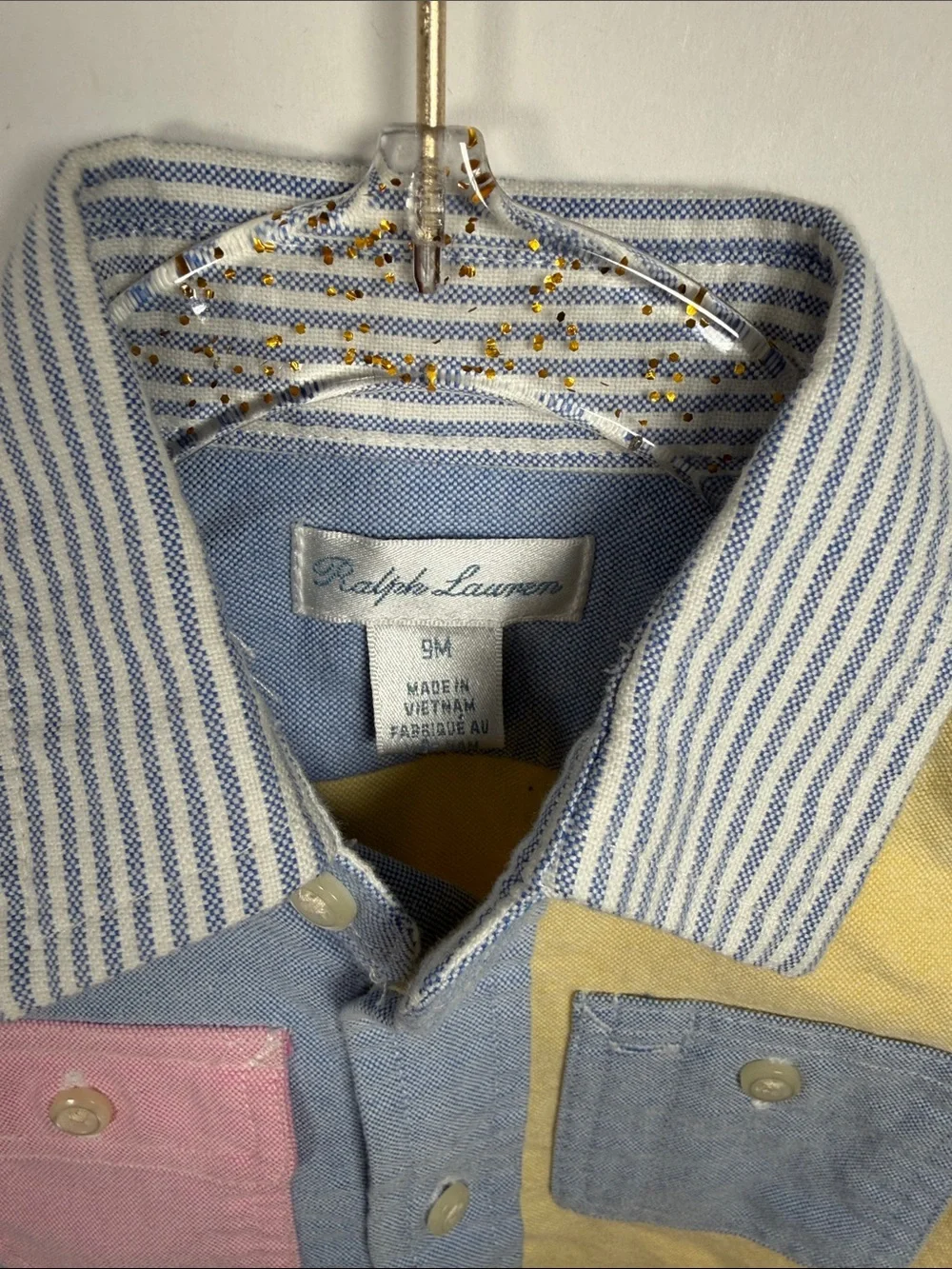 Ralph Lauren Pastel button down color block pink blue yellow green